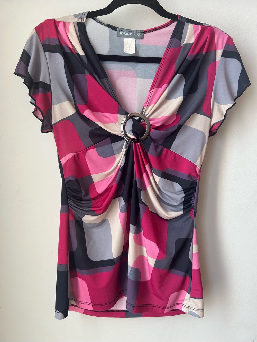 Vintage Beechers Brook Y2K Top - Ring-front V neck - Size Medium
